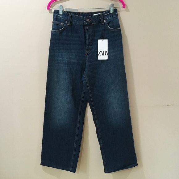 Zara jeans Signature Denim The Relaxed Cropped high waist women 4 - Picture 4 of 11